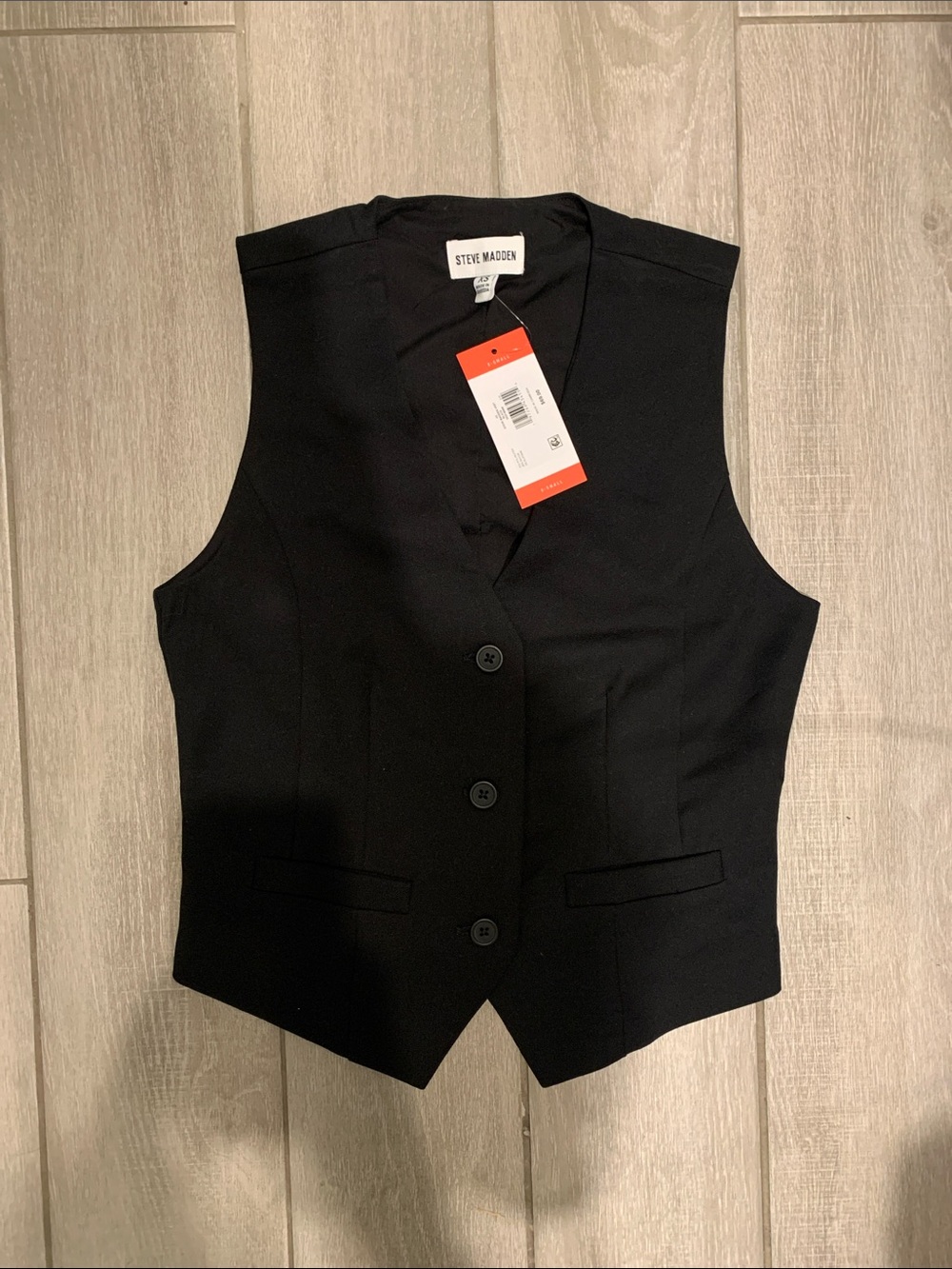 NWT Steve Madden Black Tailored Vest with Button Front X-Small BACK TO SCHOOL